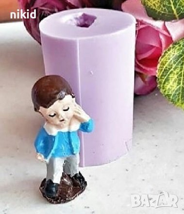 3D Право момче цилиндър силиконов молд форма фондан гипс свещ декор