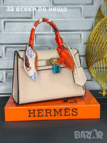 Hermes Дамска Чанта С Панделка/Шарф И Катинар Хермес - Различни Цветове Код SEM-687