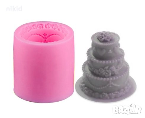 3D висока триетажна торта на етажи  цилиндър силиконов молд форма свещ фондан шоколад сапун гипс , снимка 2 - Форми - 14809476