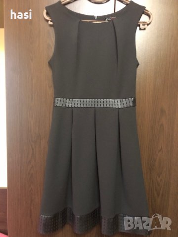Черна рокля с кожени ленти , снимка 4 - Рокли - 39889594