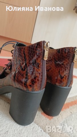 Кафеви обувки , снимка 3 - Дамски обувки на ток - 36688825