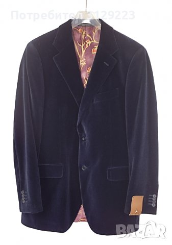 Gerano blue velvet jacket 52, снимка 1 - Якета - 38874855