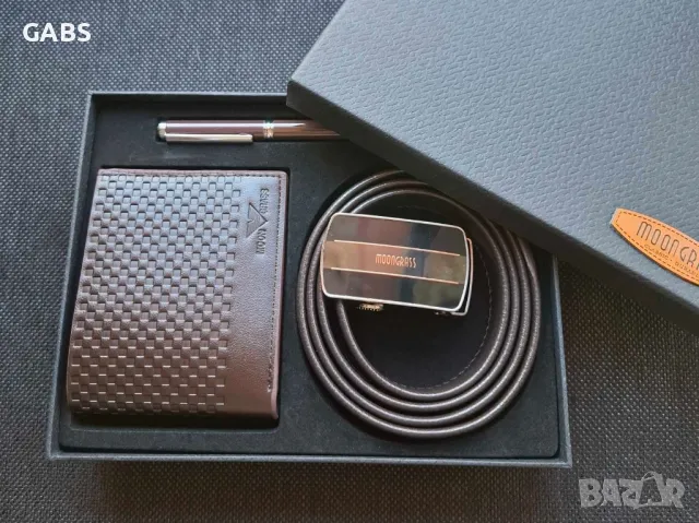 Подаръчен комплект колан,портмоне и химикал Moon Grass  2 цвята, снимка 15 - Портфейли, портмонета - 49446585