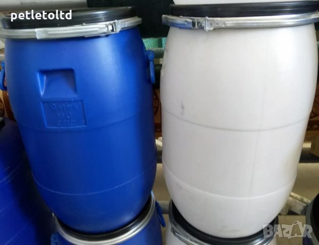 Бидон 200 Л син с метален обръч , снимка 3 - Бидони, бурета и бъчви - 26847484