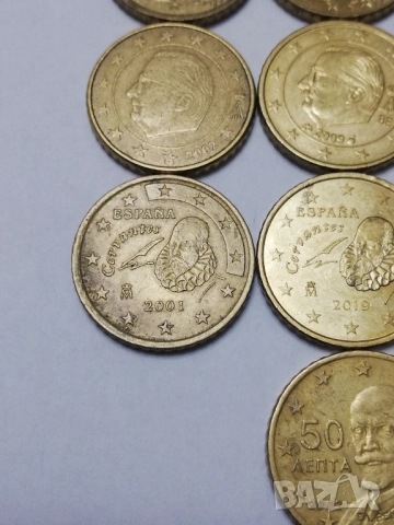 лот 13 монети 50 евро-цента различни държави, снимка 4 - Нумизматика и бонистика - 46648637