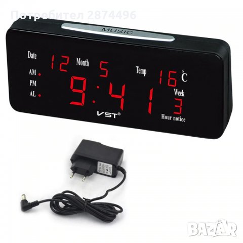 Настолен часовник с термометър, календар и 2 аларми Код 763, снимка 4 - Други стоки за дома - 30912812
