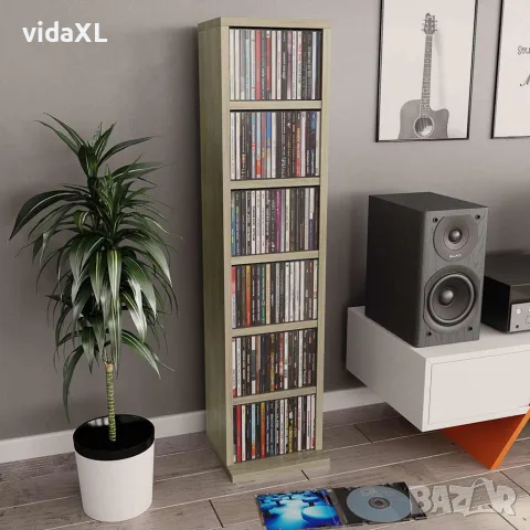 vidaXL Етажерка за дискове, сонома дъб, 21x20x88 см, инженерно дърво, снимка 2 - Етажерки - 56147730