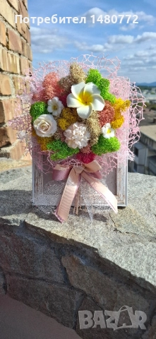 Букет със скандинавски мъх в рамка , снимка 3 - Декорация за дома - 51863918