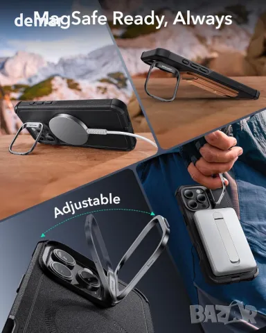 Калъф ESR за iPhone 16 Pro Max със стойка, съвместим с аксесоари MagSafe, серия Cyber, черен, снимка 7 - Калъфи, кейсове - 47449081