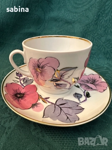 Чаша за чай на ЛФЗ Ломоносов. СССР, снимка 3 - Сервизи - 52960098