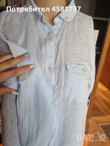 Дамска  ленена дълга риза(туника) Jean Paul, размер L, снимка 2 - Туники - 51666764