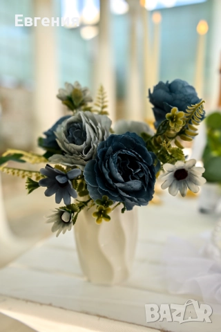 Kомплект сватбена украса в синьо, снимка 5 - Други - 52030465