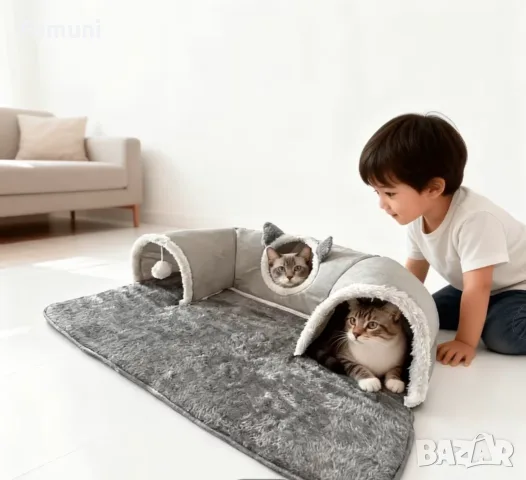 Легло за Котки с Тунел за игра