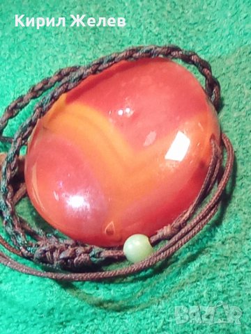 ОГРОМЕН НАТУРАЛЕН КАРНЕОЛ АРТ МЕДАЛЬОН БИЖУ 6837, снимка 6 - Колиета, медальони, синджири - 30652718