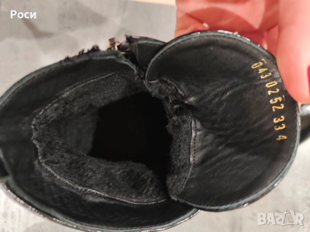 Дамски черни отоплени боти от естествен лак, снимка 8 - Дамски боти - 52790752