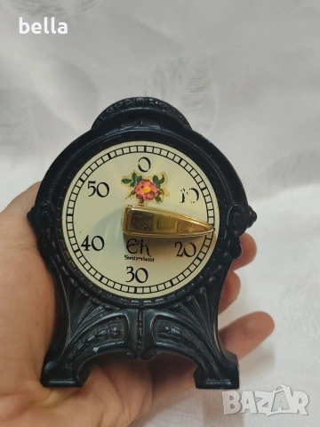Антикварен чугунен Швейцарски Кухненски Таймер Арт Деко – Марка "EH Switzerland"