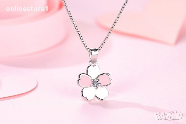 Сребърно колие - Розово цвете Код: K104