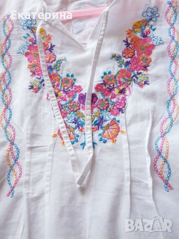 Бяла риза с бродерия 128, 8 г, снимка 4 - Детски Блузи и туники - 30003330
