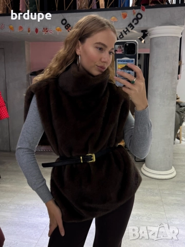 Дамски шал с висока яка от къс и много мек косъм , снимка 6 - Елеци - 52990362