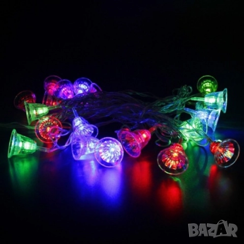 Многоцветни коледни LED лампички с камбанки - Многоцветни, дължина - 5м ,28бр лампички., снимка 9 - Други - 51980962