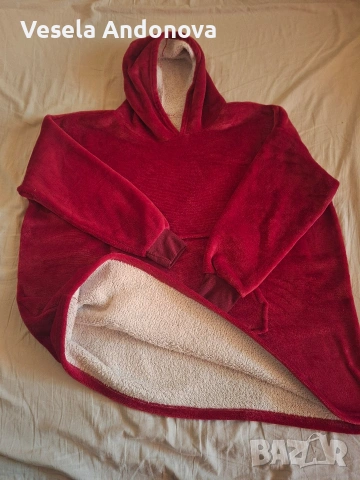 Дебело зимно одеало с ръкави и качулка, снимка 2 - Якета - 54192354