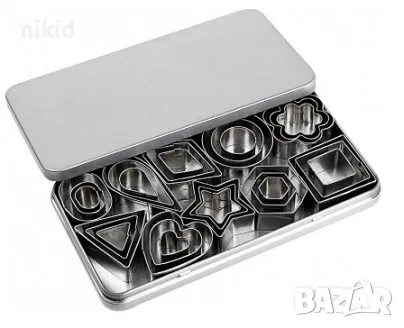 30 бр геометрични метални форми резци квадрат звезда триъгълник ромб кръг сърце резец форма за тесто, снимка 5 - Форми - 47488024