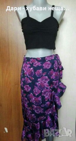 Дълга пола в лилаво на цветя🍀❤XS,S,M❤🍀арт.4283, снимка 3 - Поли - 36944072