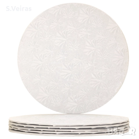 5 Броя Подложки за Торта, Височина 6 мм, Бяла, 4 Размера, снимка 5 - Съдове за готвене - 48304756