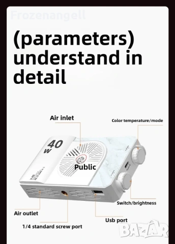 Лед Прожектор ! / Portable LED video light 40W Rechargeable battery, снимка 8 - Светкавици, студийно осветление - 54054421