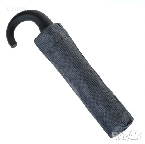 Разделен автоматичен сив чадър с гумена дръжка, шарка на каре 33 см, снимка 4 - Други - 42875087