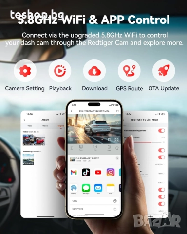 Автомобилна камера 4K предна и задна REDTIGER F9, снимка 4 - Аксесоари и консумативи - 52256574