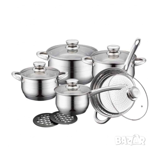 Royalty Line RL-1232 – Комплект от 12 части, с капаци и многослойно дъно, снимка 7 - Прибори за хранене, готвене и сервиране - 51947528