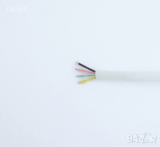 Телефонен плосък кабел за RJ11, четирижилен, бял, ШТПР