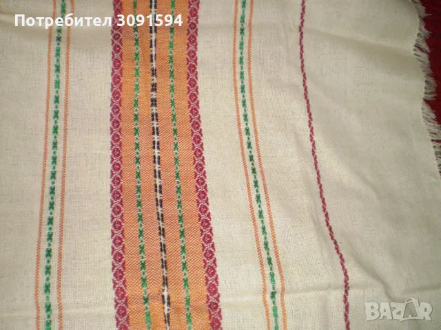 Традиционен българска  покривка в бяло многоцветни мотиви, снимка 2 - Покривки за маси - 48721964