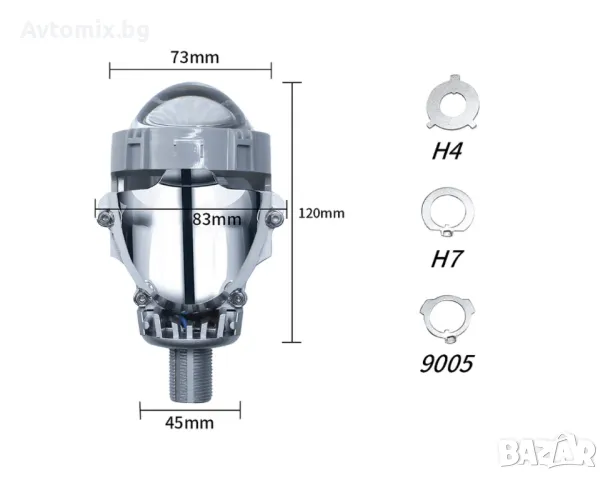 Комплект от 2бр. Bi-LED диодни лупи за вграждане във фарове с къси и дълги светлини 2.5"инча 80W 700, снимка 3 - Аксесоари и консумативи - 49662151
