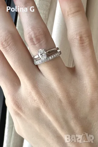 Оригинален Tiffany & Co. платинен пръстен с диаманти – PT950, снимка 5 - Пръстени - 56299853