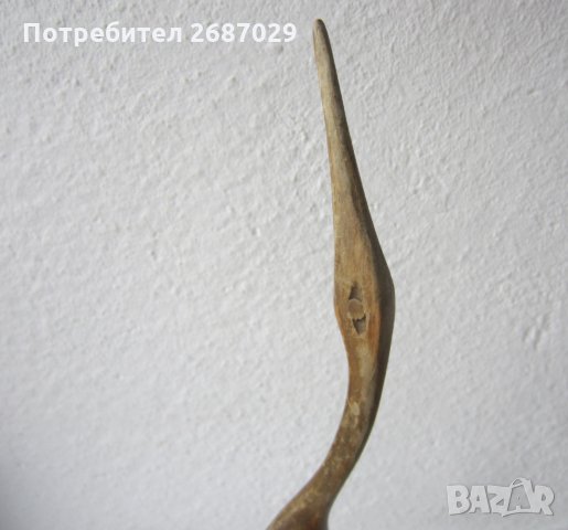 41 см висока стара Дървена фигура, дърворезба  водна птица, снимка 1 - Статуетки - 31999522