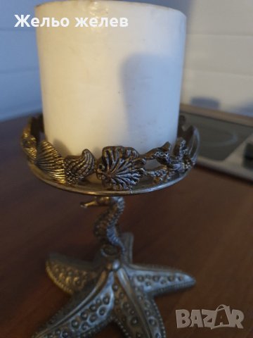 Свещник15см,месинг, снимка 3 - Декорация за дома - 44269953