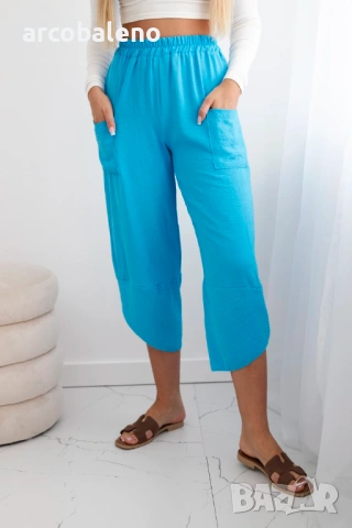 Дамски панталон с широк крачол и джобове, 2цвята , снимка 2 - Панталони - 46503173