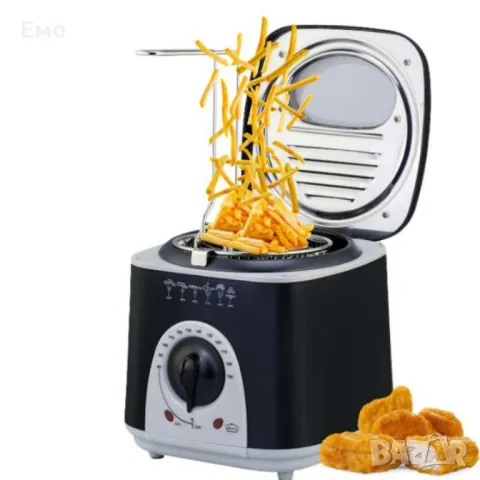 Фритюрник и уред за приготвяне на фондю - 950W 80°-190°С, 1 литър - 6 бр вилици, Черен , снимка 5 - Фритюрници - 48511841