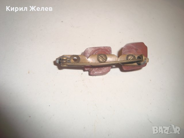 СТАРА МЕСИНГОВА АРТ БРОШКА с НАТУРАЛНИ КАМЪНИ 12335, снимка 5 - Други - 30580749