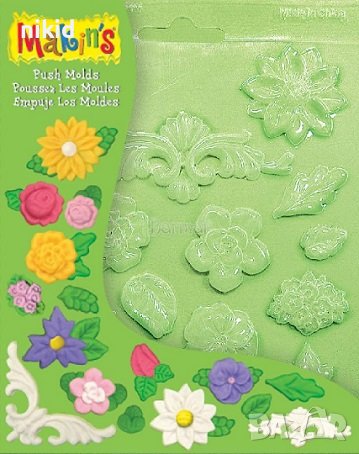 3D шаблон форма молд Орнамент цветя листа MAKIN’S за глина шоколад фондан свещи гипс