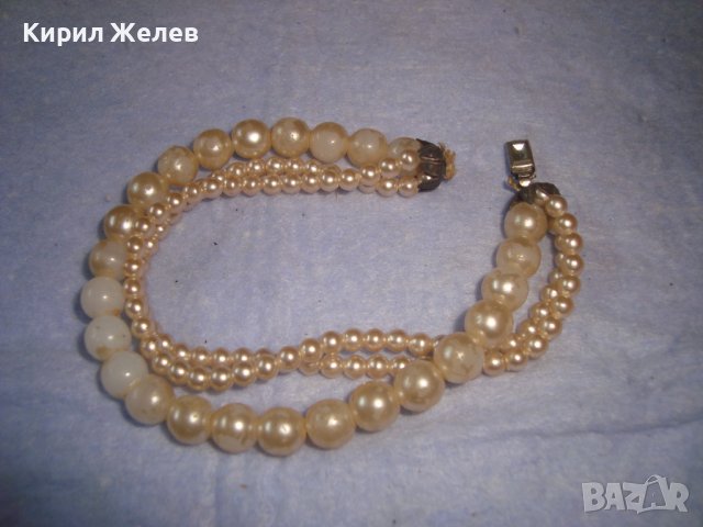 СТАРА ПЕРЛЕНА АР НУВО СТИЛ ТРОЙНА РЕТРО АРТ ГРИВНА 63161, снимка 4 - Антикварни и старинни предмети - 37052324