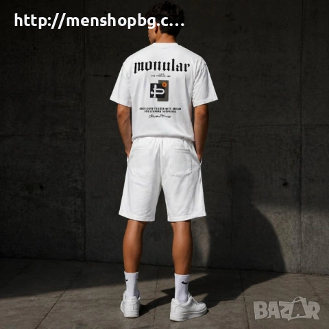 Екип с карго бермуди в бяло, снимка 2 - Къси панталони - 54346434