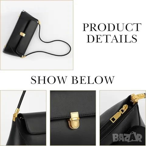 Елегантна дамска чанта в черно със златисти елементи TRAVISTAR, X0018AAI6Z, снимка 5 - Чанти - 49129722