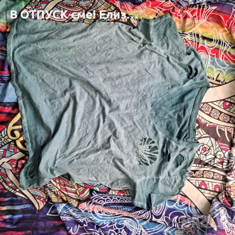 Голям размер макси XXXXL acid wash сърф рок винтидж тениска дънково син небесен цвят, снимка 7 - Тениски - 51285852