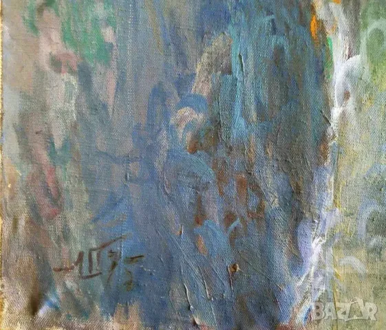 ЛЮБЕН ПЕТРОВ ОГРОМНА БЪЛГАРСКА МАСЛЕНА КАРТИНА - ЗИМА В БАЛКАНА , снимка 3 - Антикварни и старинни предмети - 48891904