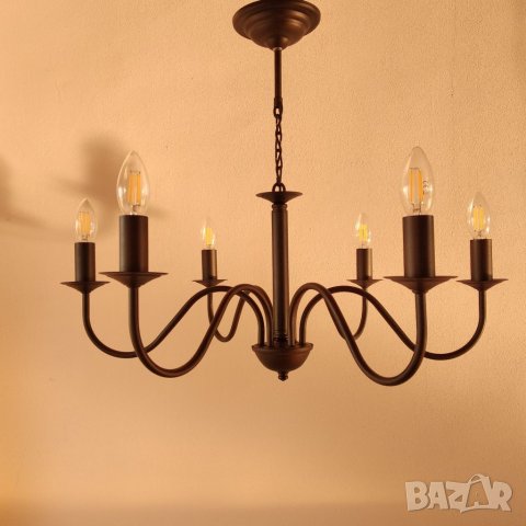 Шаби шик полилей 3ка свещ-бял мат-винтидж лампа,класическо осветление, снимка 9 - Полилеи - 22328478