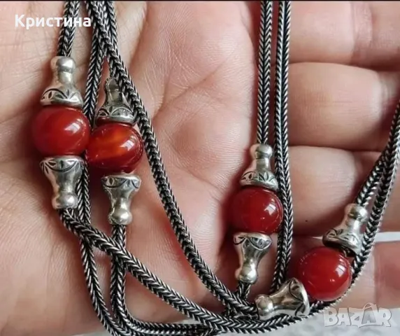 Масивно старинно сребърно колие, снимка 3 - Колиета, медальони, синджири - 49128335