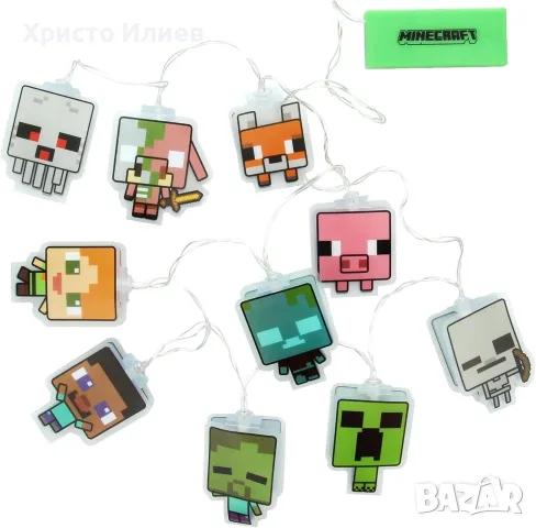Minecraft лампа декорация гирлянд 10 led лампички